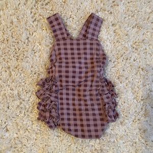Kate Quinn Sugar Plum Gingham Side Ruffle Bubble | Bamboo | 0-3 months